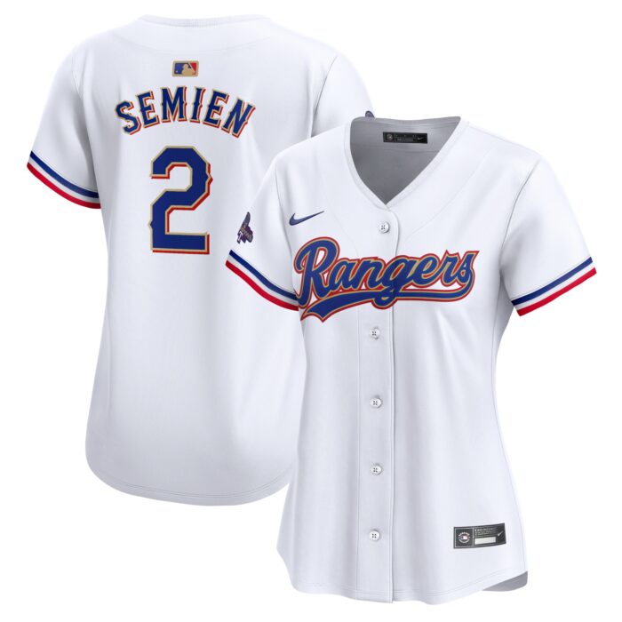 Women’s Texas Rangers Marcus Semien Nike White 2024 Gold Collection Limited Player Jersey