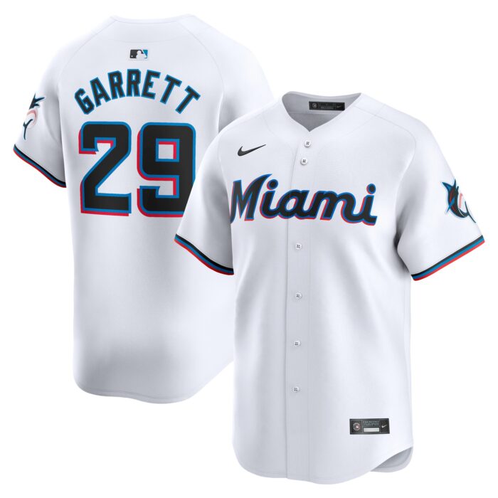 Men’s Miami Marlins Braxton Garrett Nike White Home Limited Player Jersey