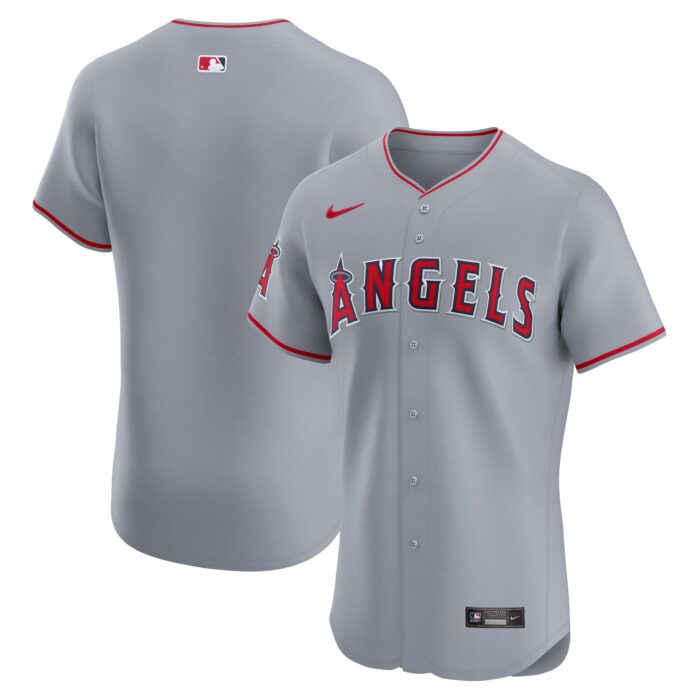 Men’s Los Angeles Angels Nike Gray Road Vapor Premier Elite Patch Jersey