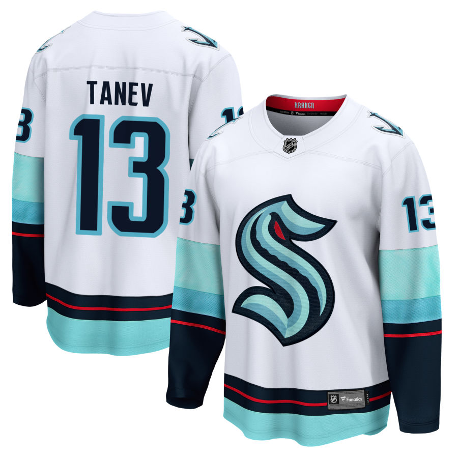 Men's Seattle Kraken 13 Brandon Tanev Deep White Away Breakaway Player Jersey