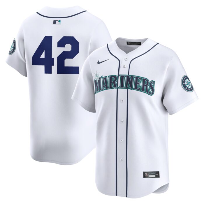 Men’s Seattle Mariners Nike White 2024 Jackie Robinson Day Home Limited Jersey
