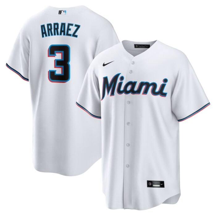 Men’s Miami Marlins Luis Arraez Nike White Home Replica Player Jersey