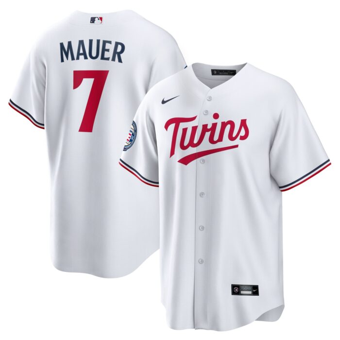 Men’s Minnesota Twins Joe Mauer Nike White 2024 Baseball Hall of Fame Home Replica Player Jersey