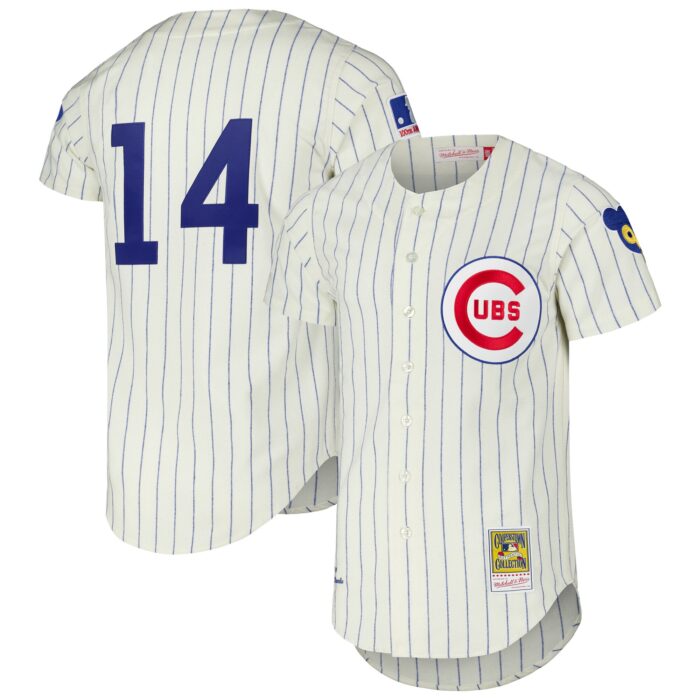 Men’s Chicago Cubs Ernie Banks Mitchell & Ness Cream Cooperstown Collection 1969 Authentic Jersey