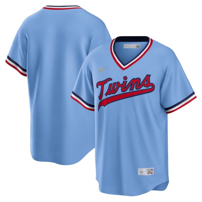 Men’s Minnesota Twins Nike Light Blue Road Cooperstown Collection Team Jersey