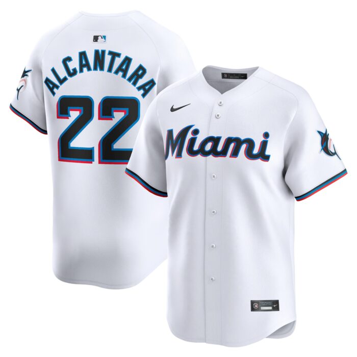 Men’s Miami Marlins Sandy Alcantara Nike White Home Limited Player Jersey
