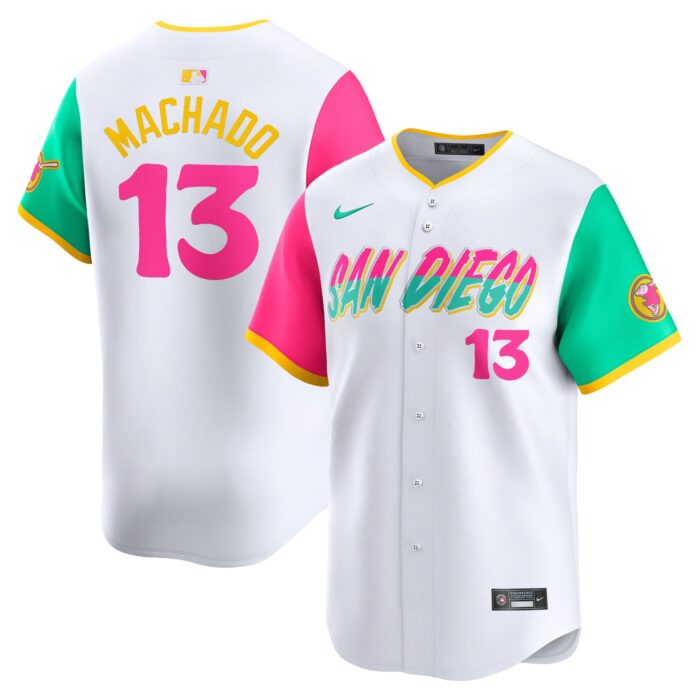 Men’s San Diego Padres Manny Machado Nike White City Connect Limited Player Jersey