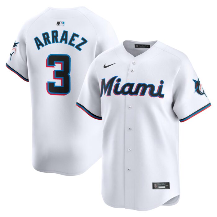 Men’s Miami Marlins Luis Arraez Nike White Home Limited Player Jersey