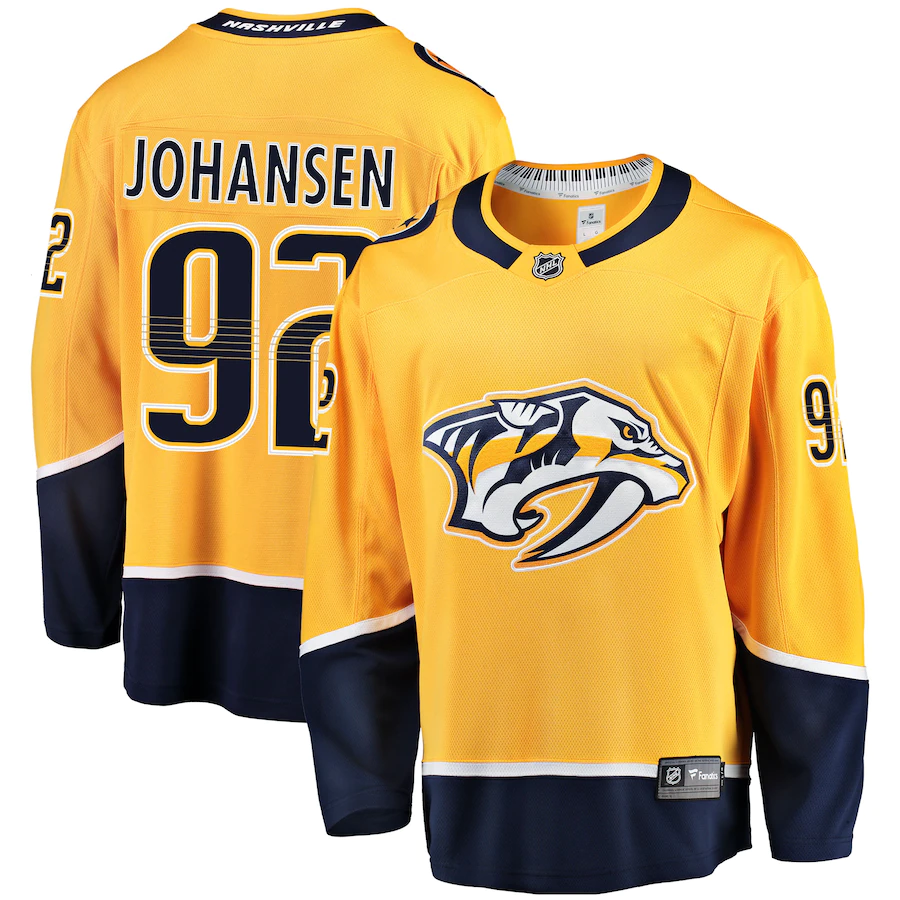 Men's Nashville Predators 92 Ryan Johansen Gold Breakaway Player Jersey