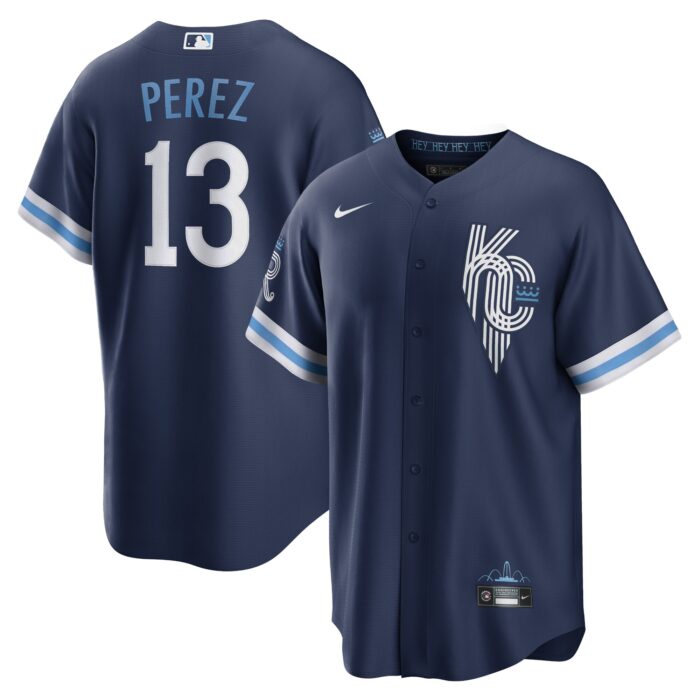Men’s Kansas City Royals Salvador Perez Nike Navy City Connect Replica Player Jersey