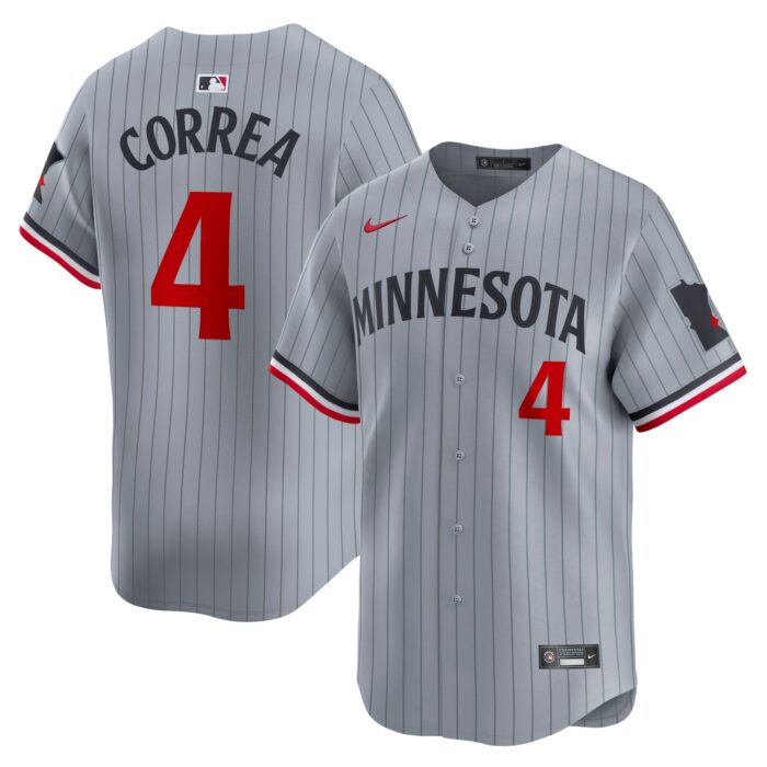 Men’s Minnesota Twins Carlos Correa Nike Gray Road Limited Player Jersey
