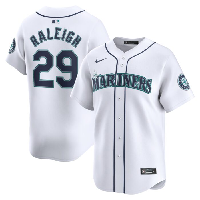 Men’s Seattle Mariners Cal Raleigh Nike White Home Limited Player Jersey