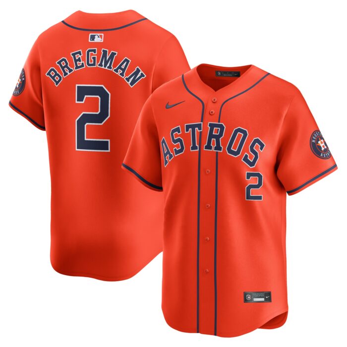 Men’s Houston Astros Alex Bregman Nike Orange Alternate Limited Player Jersey