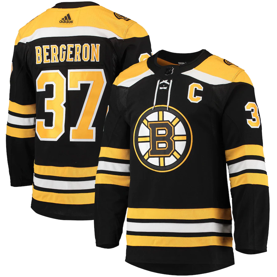 Men's Boston Bruins 37 Patrice Bergeron Fanatics Branded C Patch Player Jersey