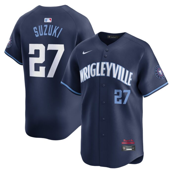 Men’s Chicago Cubs Seiya Suzuki Nike Navy City Connect Limited Player Jersey