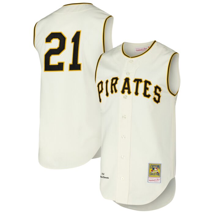 Men’s Pittsburgh Pirates Roberto Clemente Mitchell & Ness Cream Cooperstown Collection 1960 Authentic Jersey