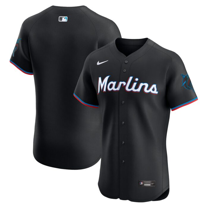 Men’s Miami Marlins Nike Black Alternate Vapor Premier Elite Patch Jersey