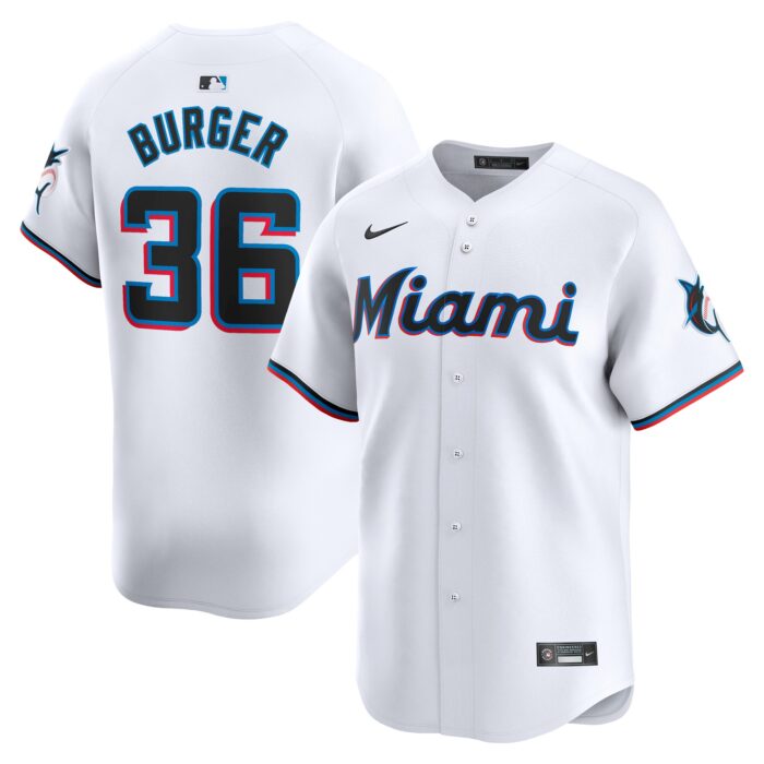 Men’s Miami Marlins Jake Burger Nike White Home Limited Player Jersey