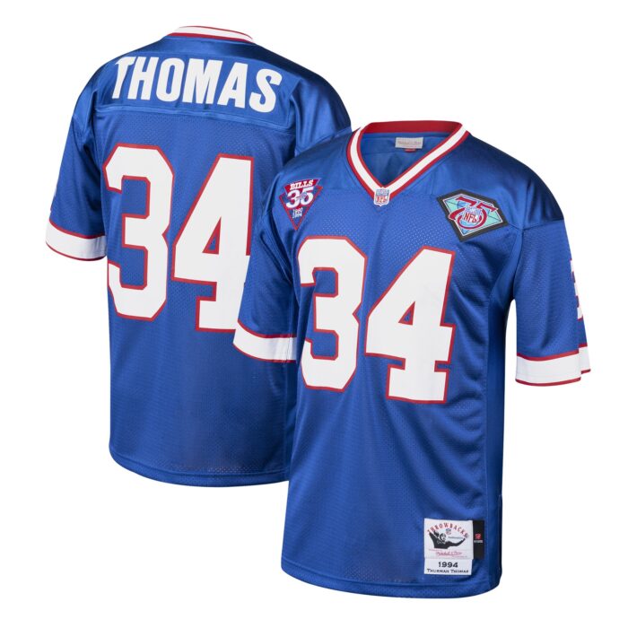 Men’s Buffalo Bills 1985 Thurman Thomas Mitchell & Ness Royal Authentic Throwback Retired Player Jersey