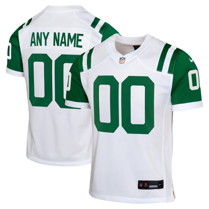 Youth New York Jets Nike White Classic Alternate Custom Replica Jersey
