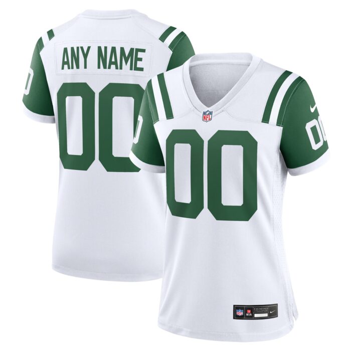 Women’s New York Jets Nike White Classic Alternate Custom Replica Jersey