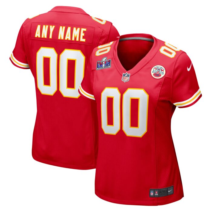 Women’s Kansas City Chiefs Nike Red Super Bowl LVIII Patch Custom Game Jersey
