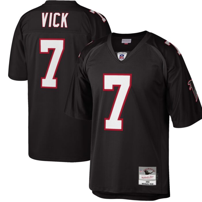 Men’s Atlanta Falcons Michael Vick Mitchell & Ness Black Big & Tall 2002 Retired Player Replica Jersey