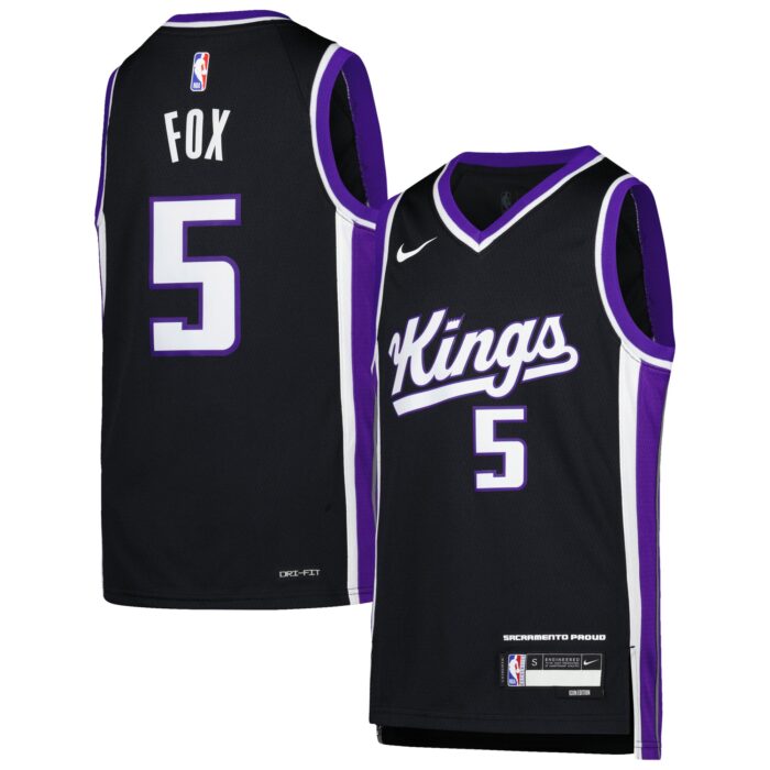 Youth Sacramento Kings De’Aaron Fox Nike Purple Swingman Jersey – Icon Edition