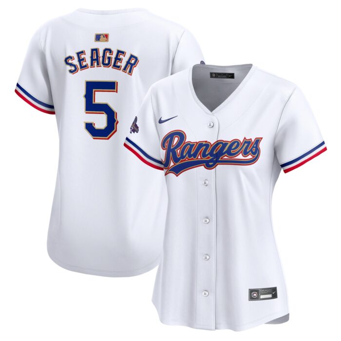 Women’s Texas Rangers Corey Seager Nike White 2024 Gold Collection Limited Player Jersey