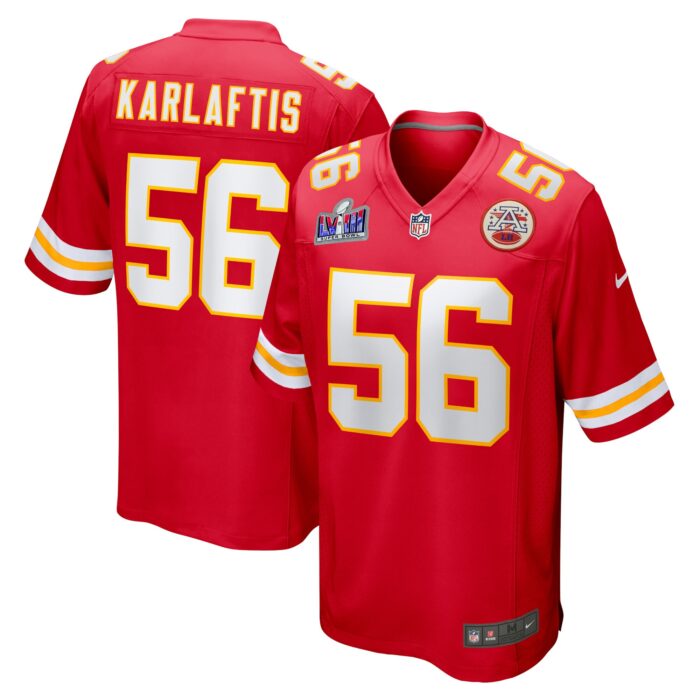 Men’s Kansas City Chiefs George Karlaftis Nike Red Super Bowl LVIII Game Jersey