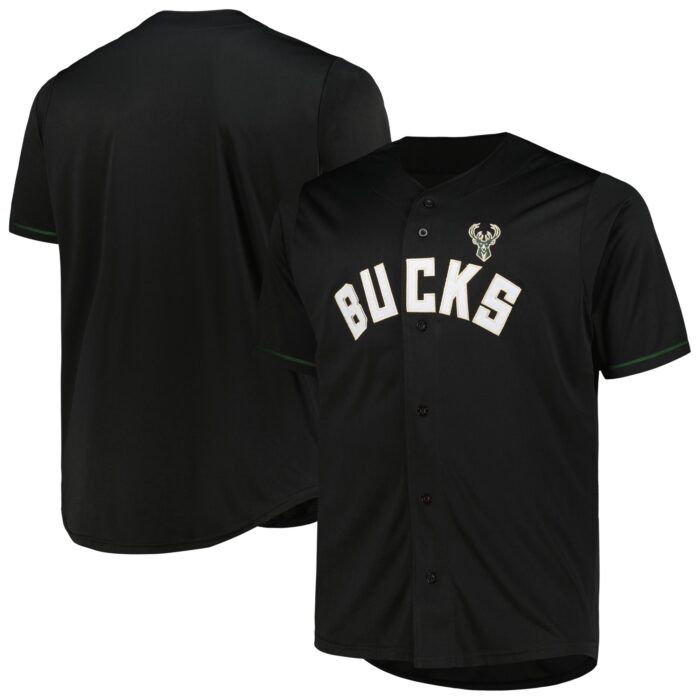 Men’s Milwaukee Bucks Profile Black Big & Tall Pop Jersey