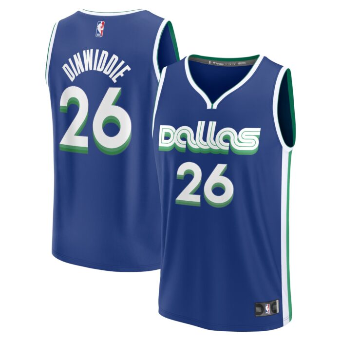 Men’s Dallas Mavericks Spencer Dinwiddie Fanatics Blue Fastbreak Jersey – City Edition