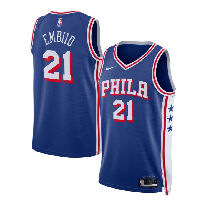Youth Philadelphia 76ers Joel Embiid Nike Royal Swingman Jersey – Icon Edition