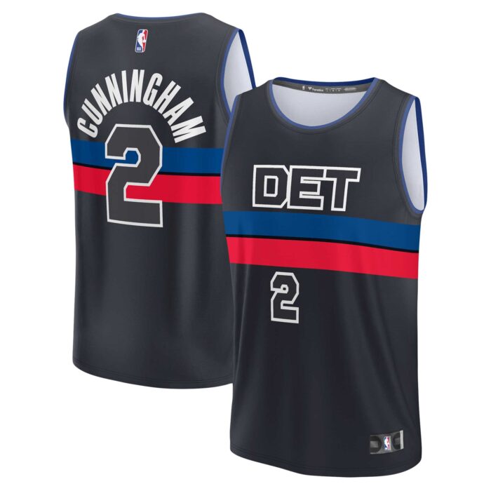 Men’s Detroit Pistons Cade Cunningham Fanatics Black Fast Break Replica Jersey – Statement Edition