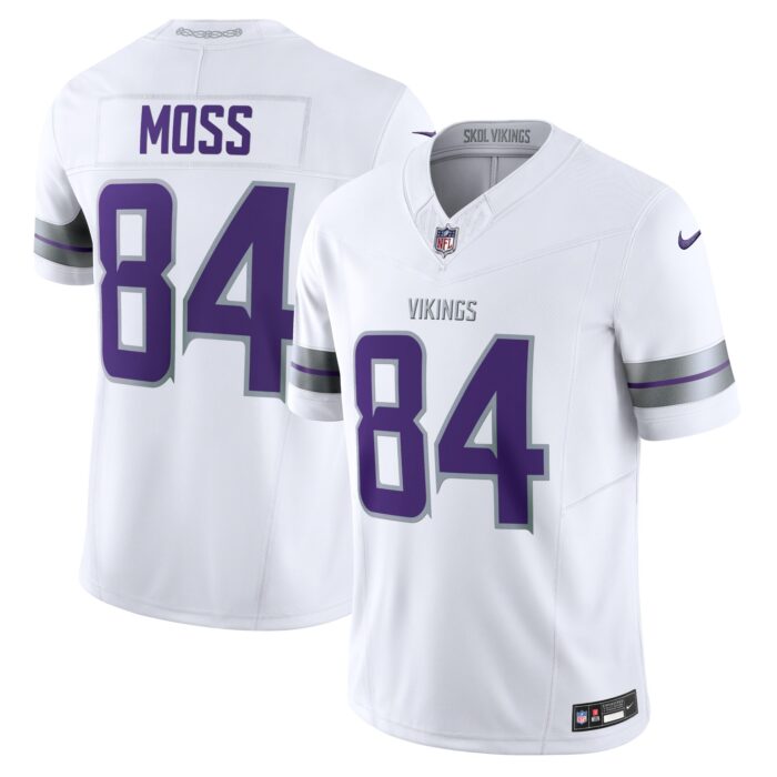 Men’s Minnesota Vikings Randy Moss Nike White Alternate Vapor F.U.S.E. Retired Player Limited Jersey