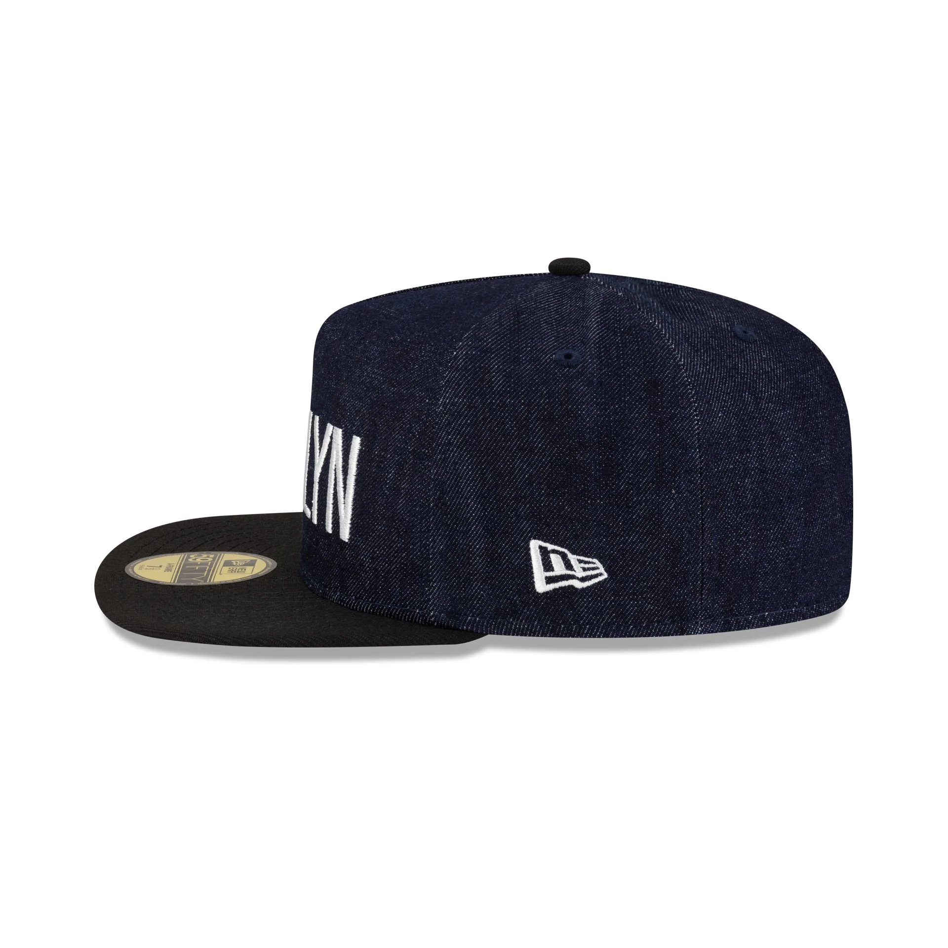 Brooklyn Nets Navy Denim 59FIFTY A-Frame Fitted Hat