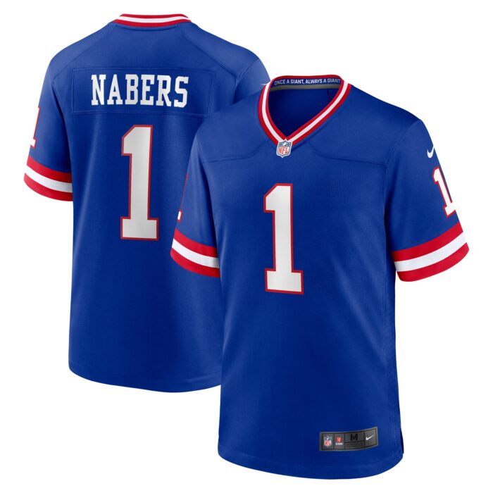 Men’s New York Giants Malik Nabers Nike Royal 2nd Alternate 2024 NFL Draft Game Jersey