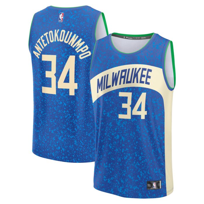 Men’s Milwaukee Bucks Giannis Antetokounmpo Fanatics Royal Fast Break Jersey – City Edition