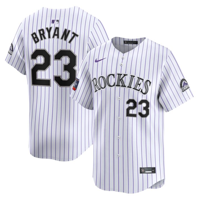 Men’s Colorado Rockies Kris Bryant Nike White 2024 MLB World Tour Mexico City Series Home Limited Player Jersey