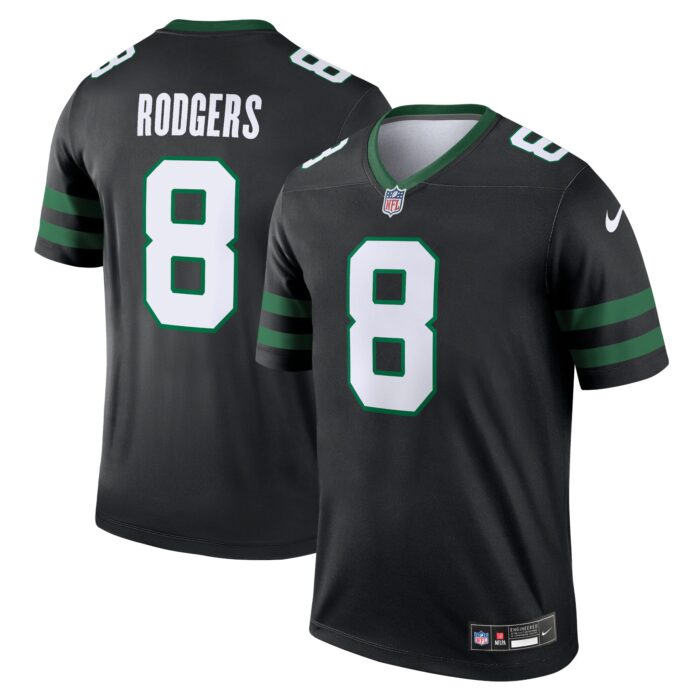 Men’s New York Jets Aaron Rodgers Nike Legacy Black Alternate Legend Jersey