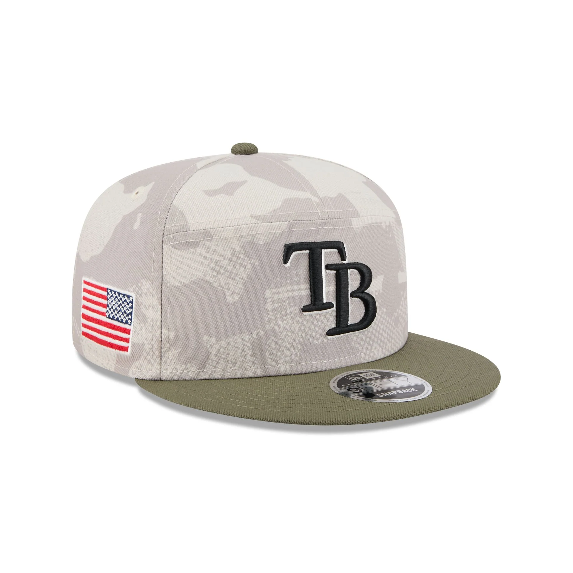 Tampa Bay Rays Armed Forces Day 2025 Split Panel 9FIFTY Snapback Hat