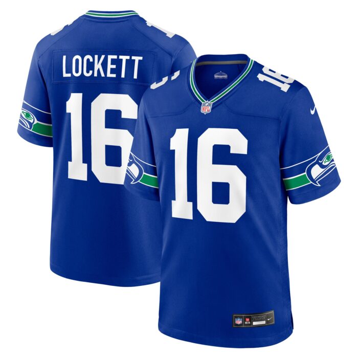 Men’s Seattle Seahawks Tyler Lockett Nike Royal Throwback Player Game Jersey