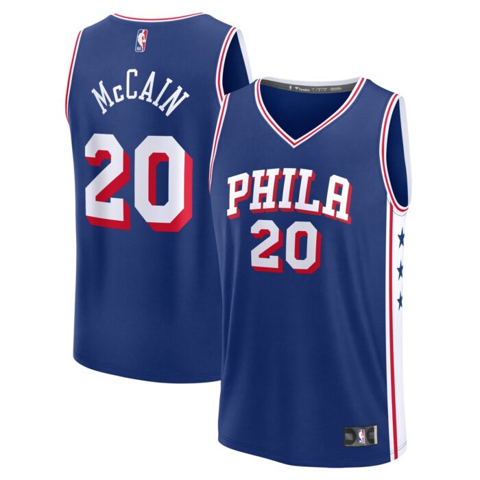 Men’s Philadelphia 76ers Jared McCain Fanatics Royal 2024 NBA Draft Fast Break Player Jersey – Icon Edition