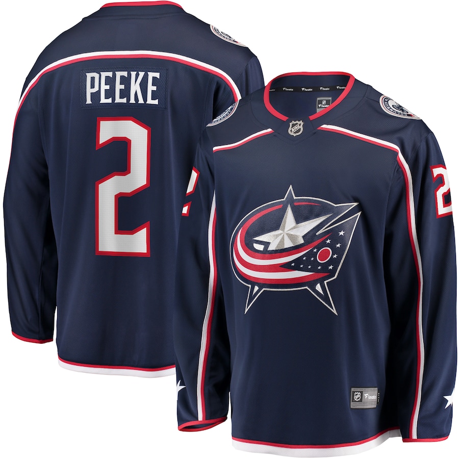 Men's Columbus Blue Jackets 2 Andrew Peeke Fanatics Branded Navy Home Breakaway Player Jersey