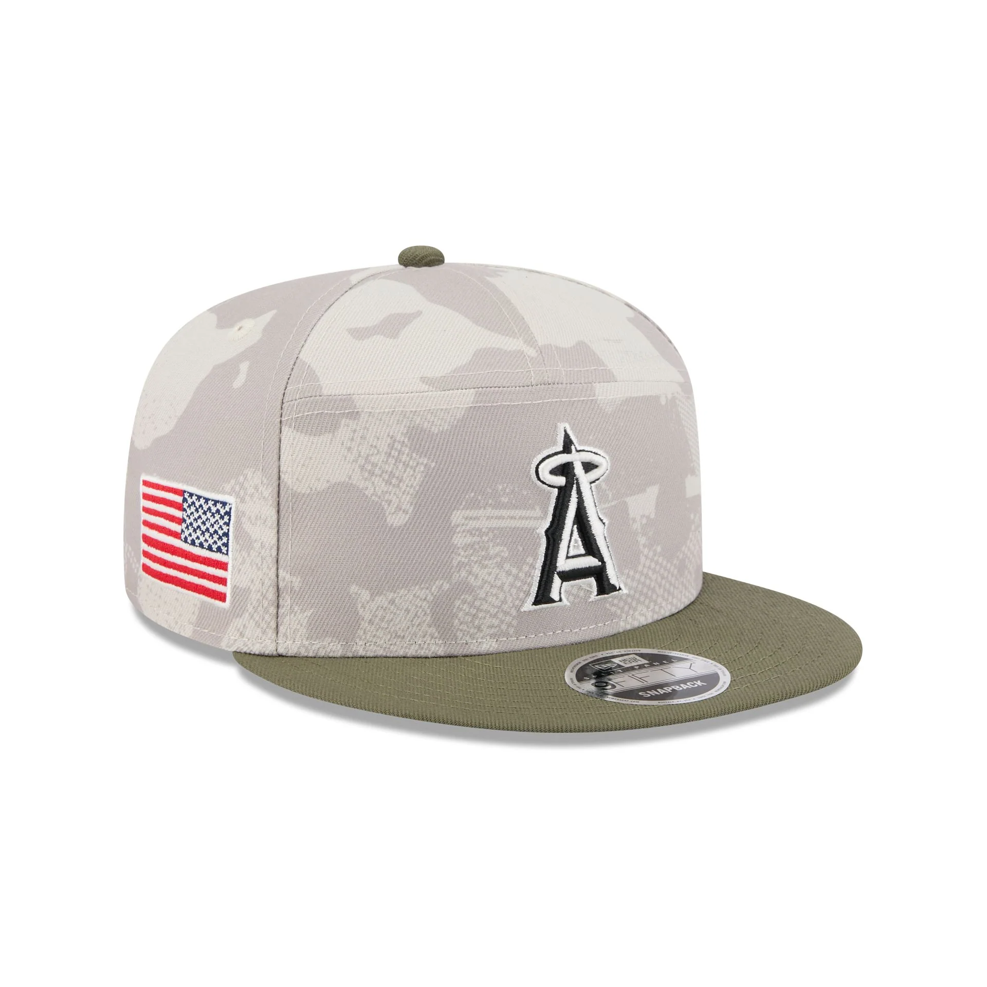 Los Angeles Angels Armed Forces Day 2025 Split Panel 9FIFTY Snapback Hat