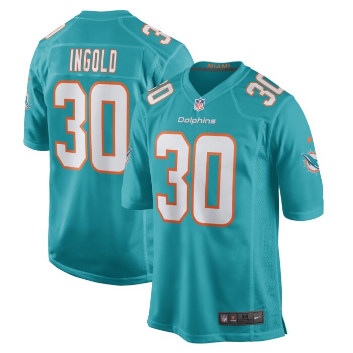 Men’s Miami Dolphins Alec Ingold Nike Aqua Game Player Jersey