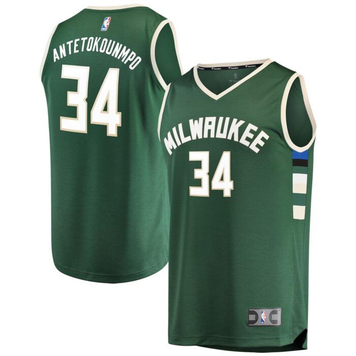 Youth Milwaukee Bucks Giannis Antetokounmpo Fanatics Hunter Green Fast Break Player Jersey – Icon Edition