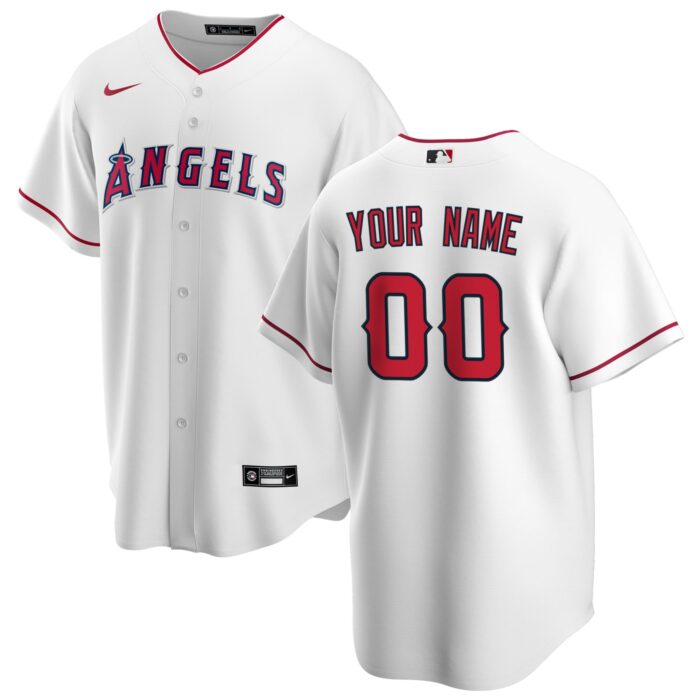 Men’s Los Angeles Angels Nike White Home Replica Custom Jersey