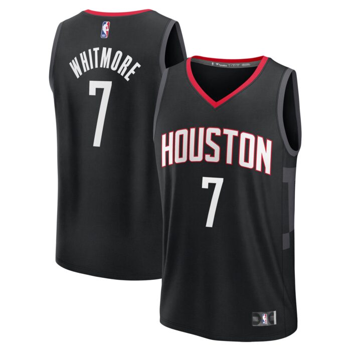 Men’s Houston Rockets Cam Whitmore Fanatics Black Fast Break Replica Player Jersey – Statement Edition
