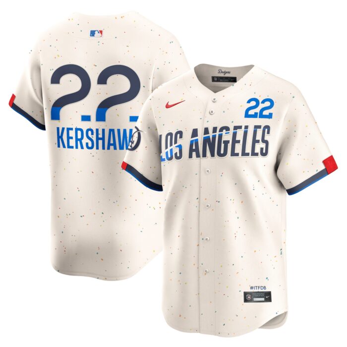Men’s Los Angeles Dodgers Clayton Kershaw Nike Cream 2024 City Connect Limited Player Jersey